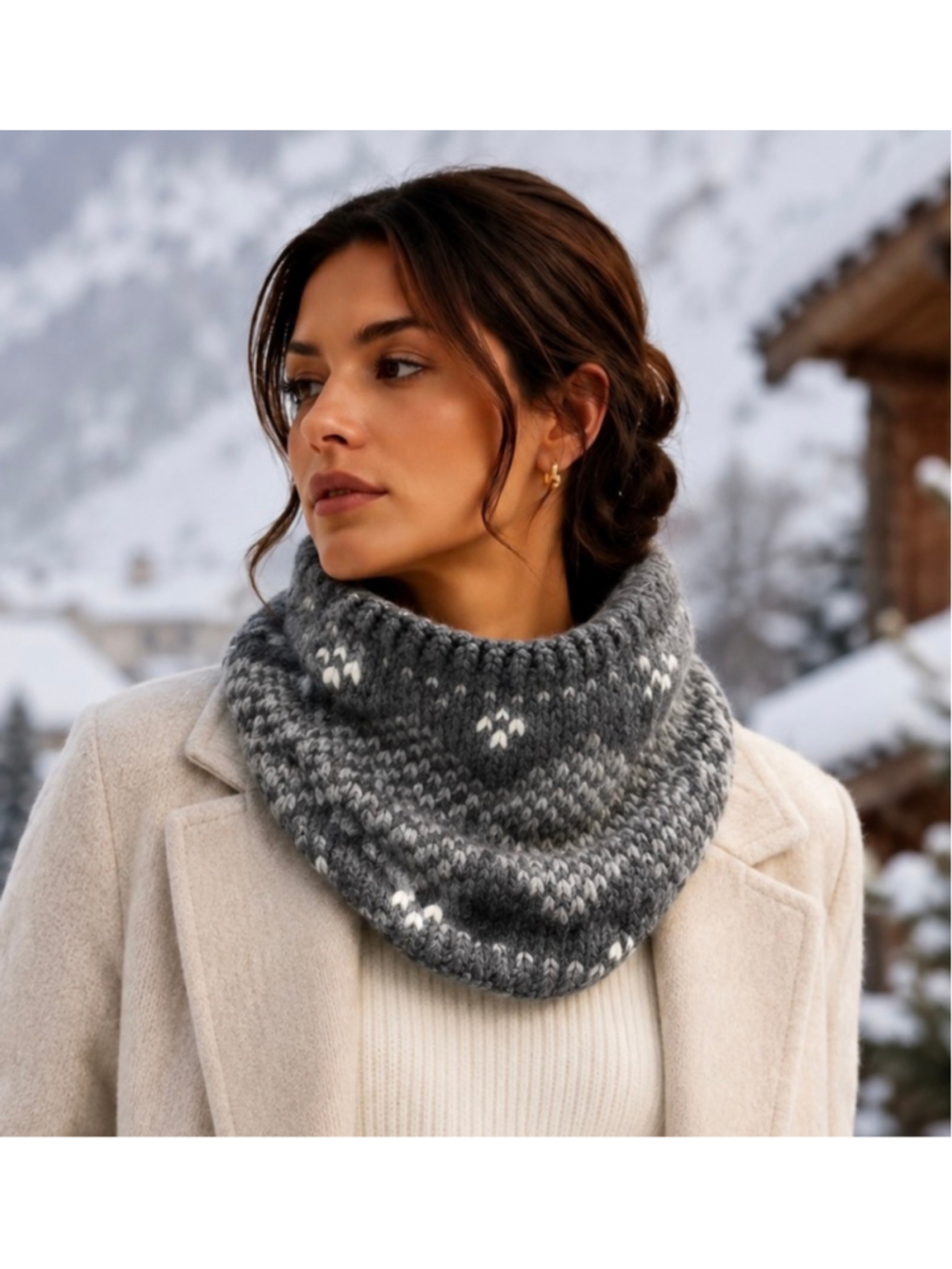 Eugenia Kim Wool Snood Scarf Grey White New With Tags